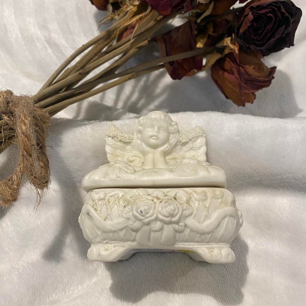 Vintage ivory angel dish